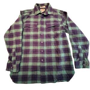 L.L. Bean Mens Chamois Flannel Traditional Fit Black Watch Plaid Long Sleeve M